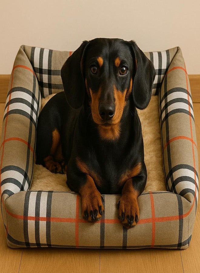 Schmick Dog Cat Pet Bed, Medium Size, Soft Cushioned Interior with Classic Check Design (Medium) - Image 3